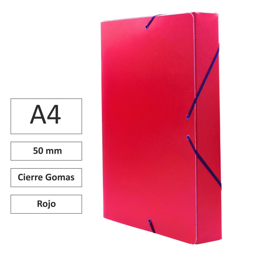 CARPETA PROYECTO RAYLU PAPER A4 LOMO 50 MM ROJO CIERRE CON GOMAS 