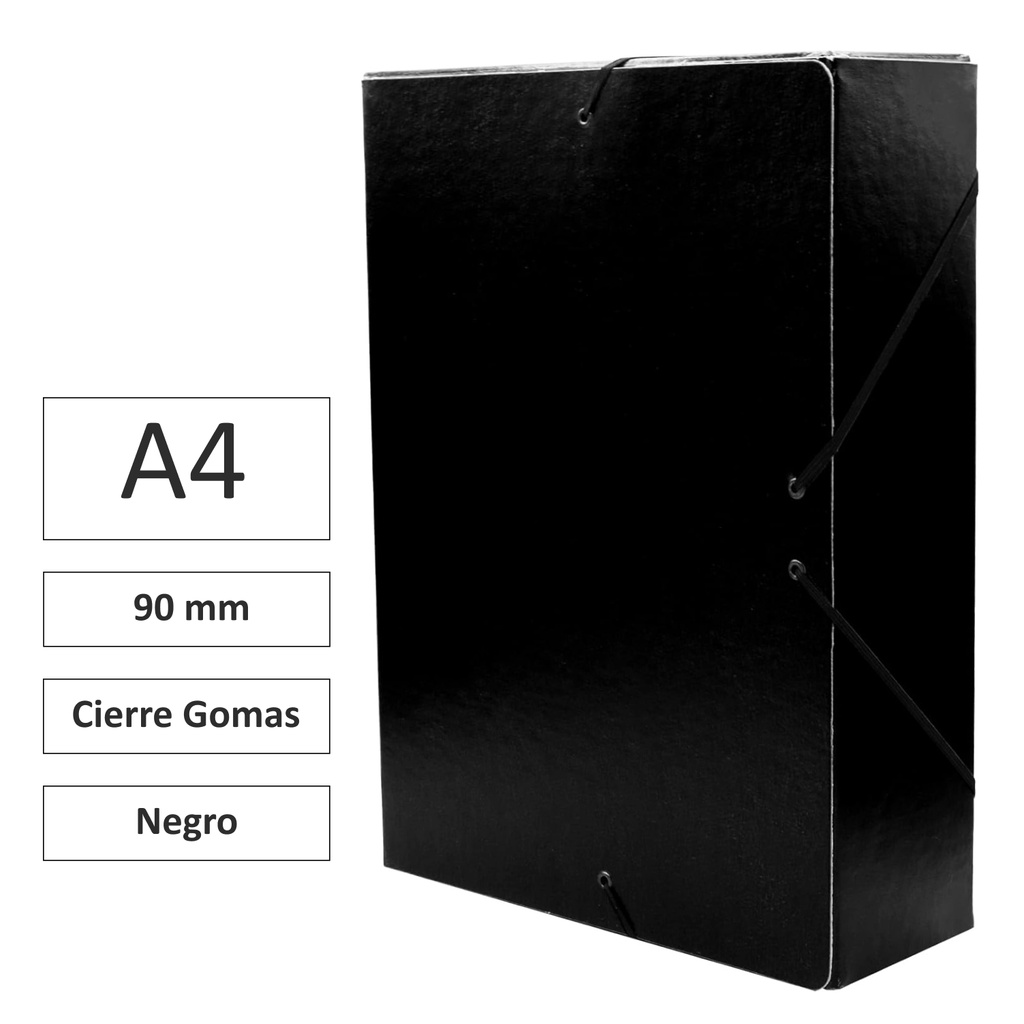 CARPETA PROYECTO RAYLU PAPER A4 LOMO 90 MM NEGRO CIERRE CON GOMAS 