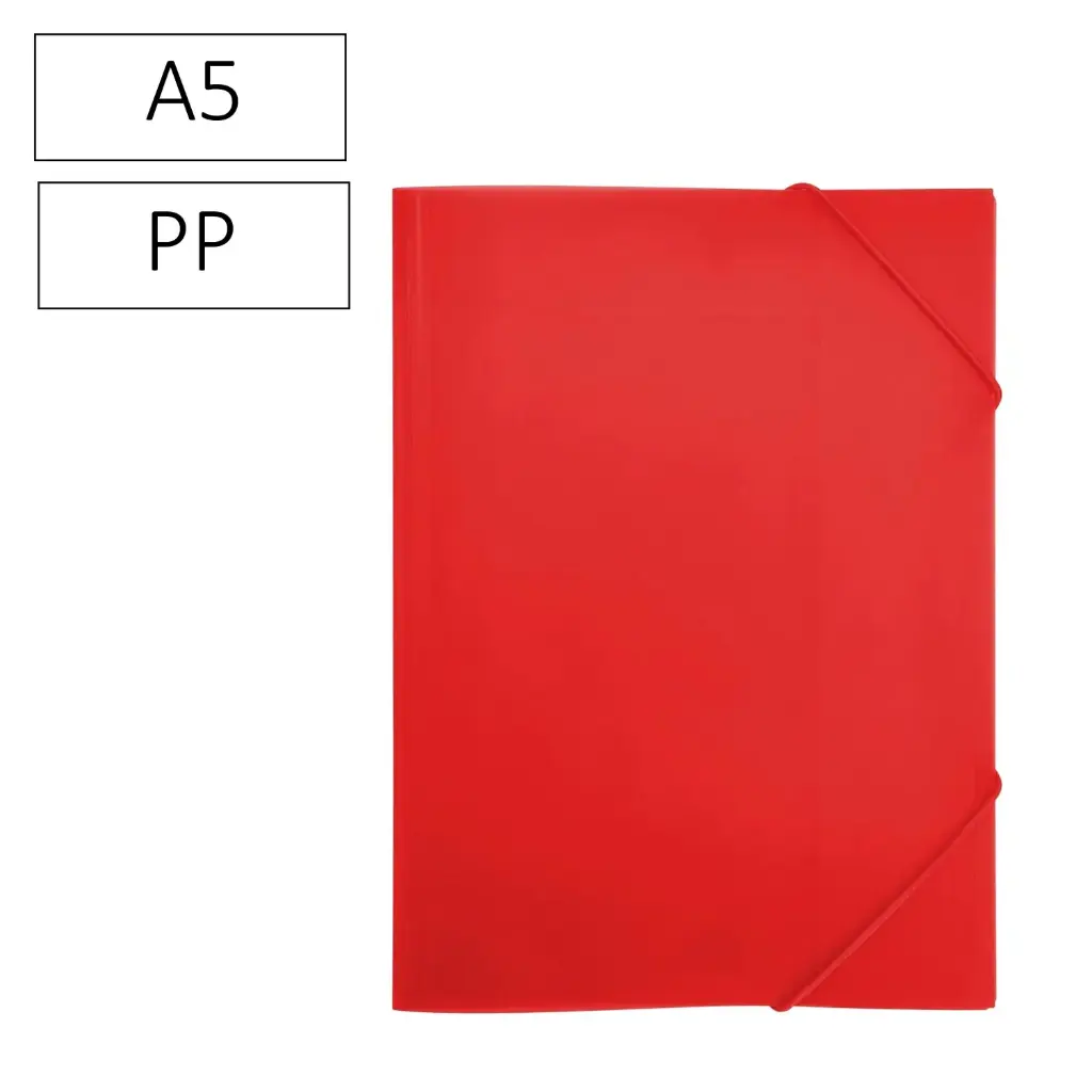 CARPETA PP RAYLU PAPER A5 CON GOMAS Y SOLAPAS ROJO 