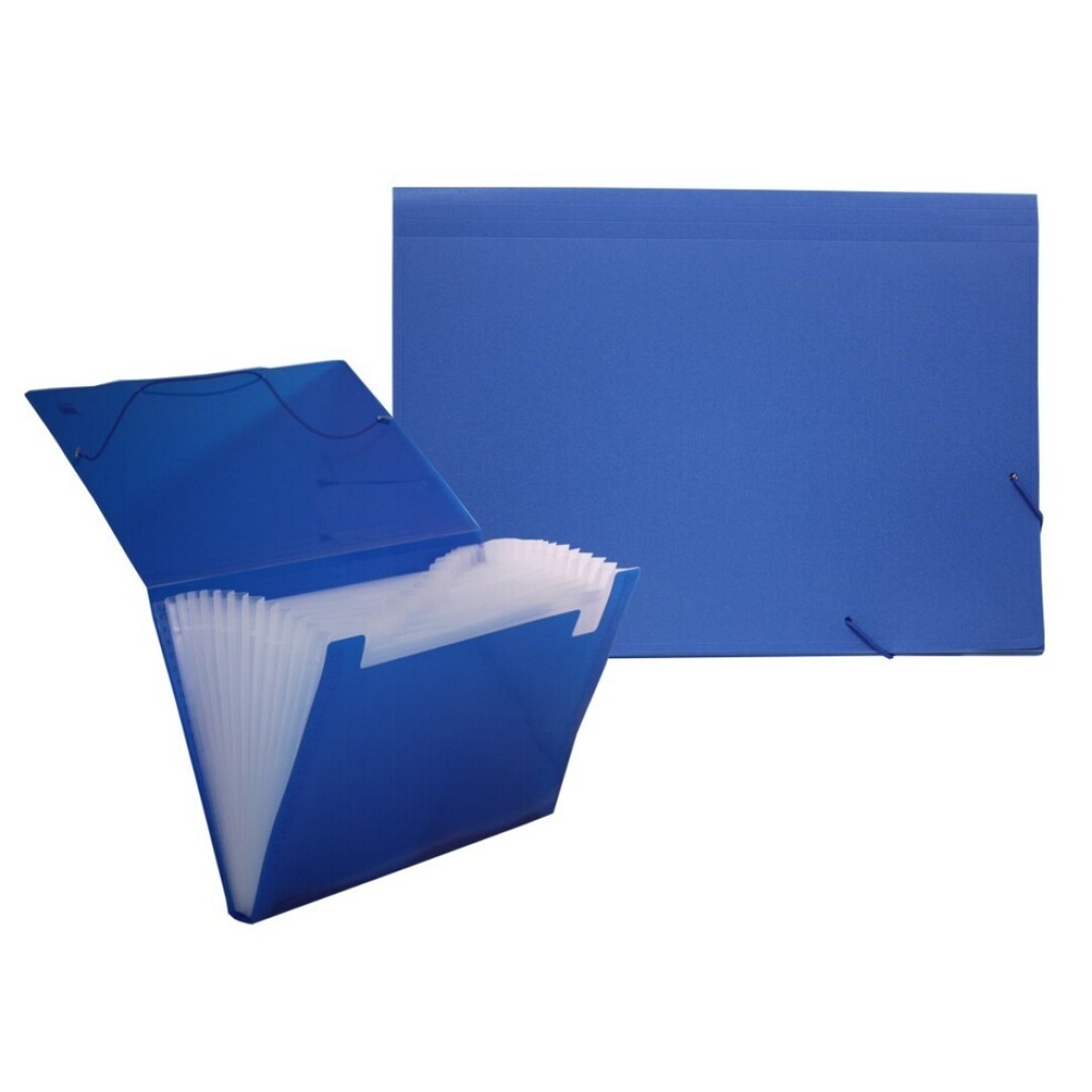 CARPETA TRASLUCIDA FUELLE 13 COMPARTIMENTOS AZUL (A4)