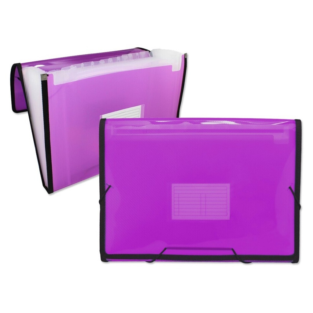 CARPETA TRASLUCIDA FUELLE 13 COMPARTIMENTOS FUCSIA (A4)