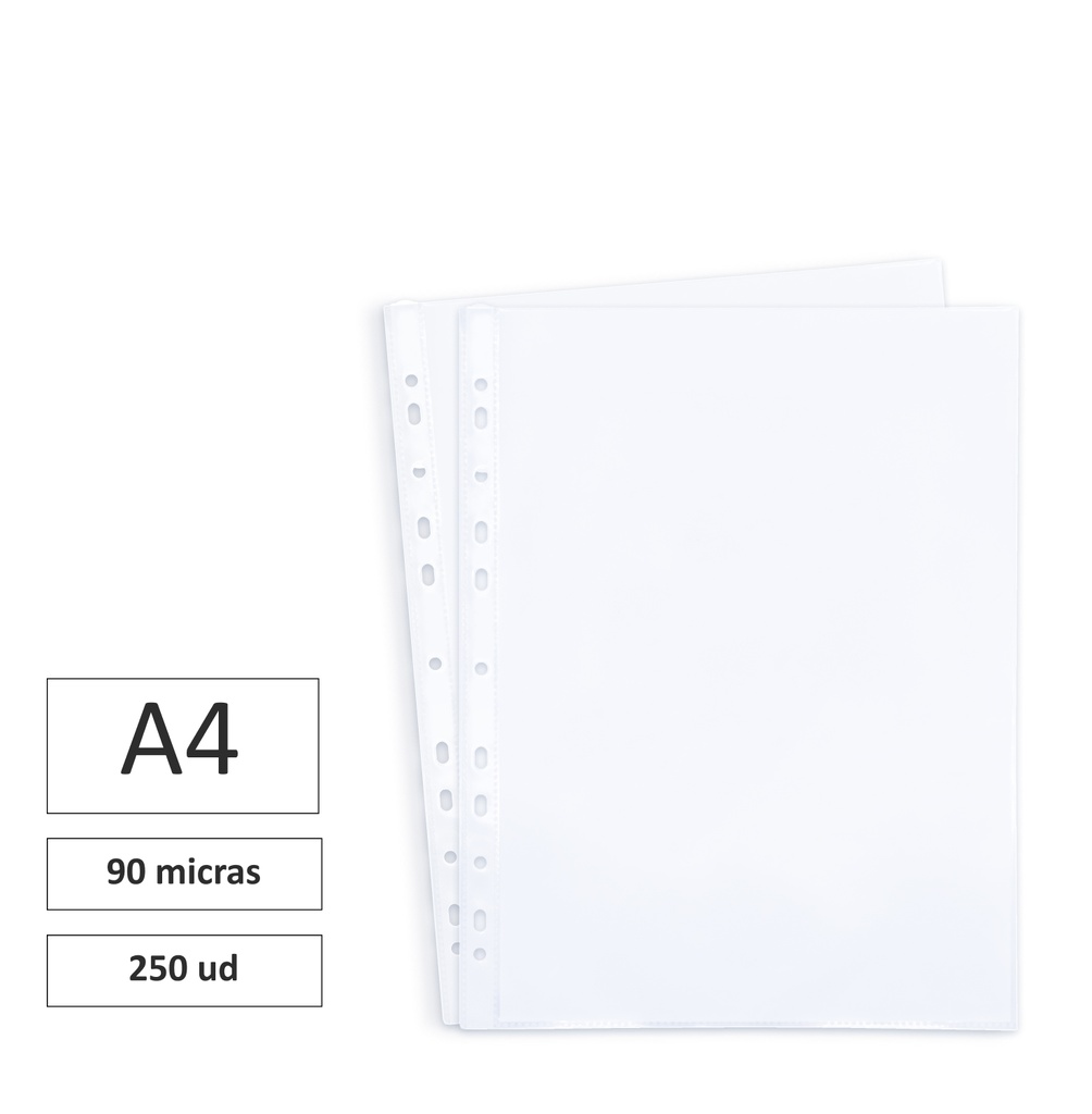 FUNDAS MULTITALADRO A4 80 MICRAS PAQUETES DE 10