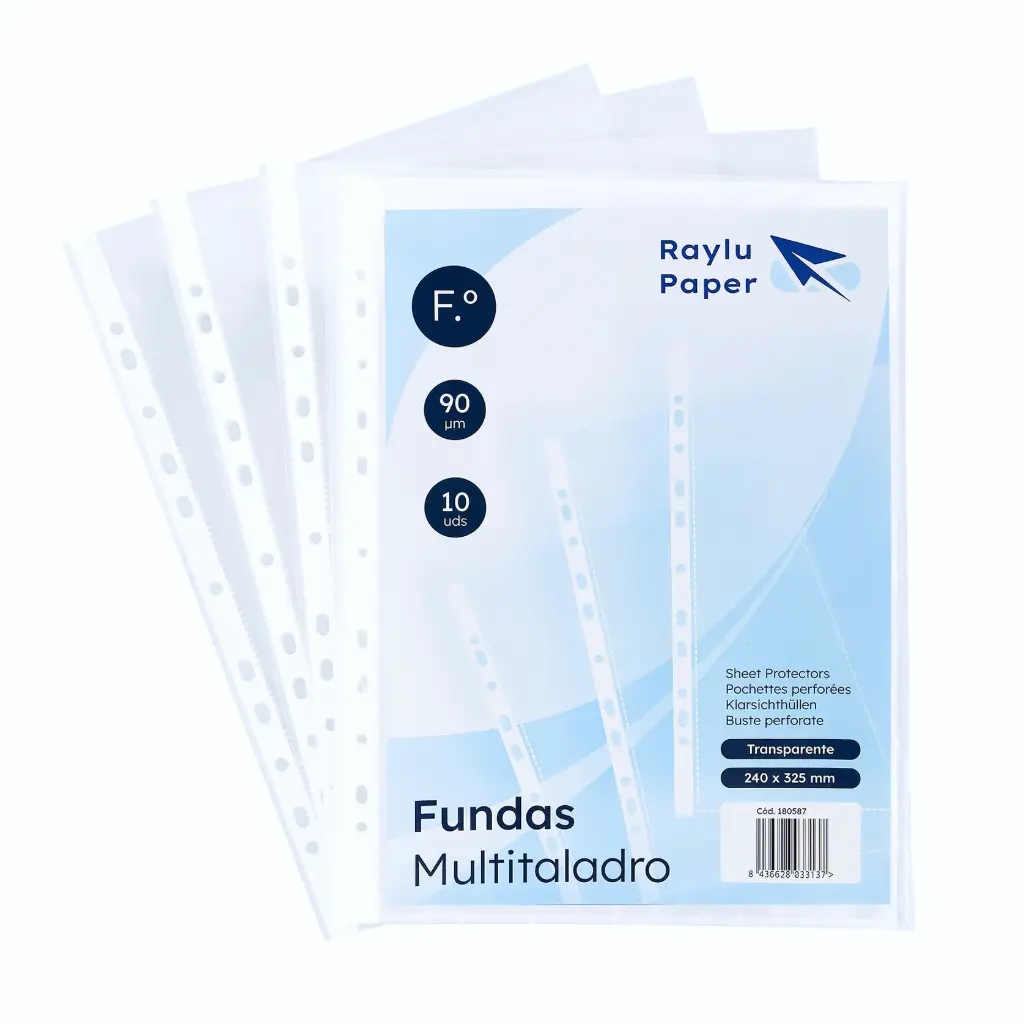 FUNDAS MULTITALADRO FOLIO 90 MICRAS PAQUETES DE 10UDS