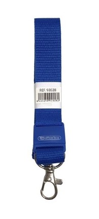 CINTA PLANA PORTANOMBRES  AZUL 5UDS  – LANYARD CON SEGURIDAD Y GANCHO METÁLICO