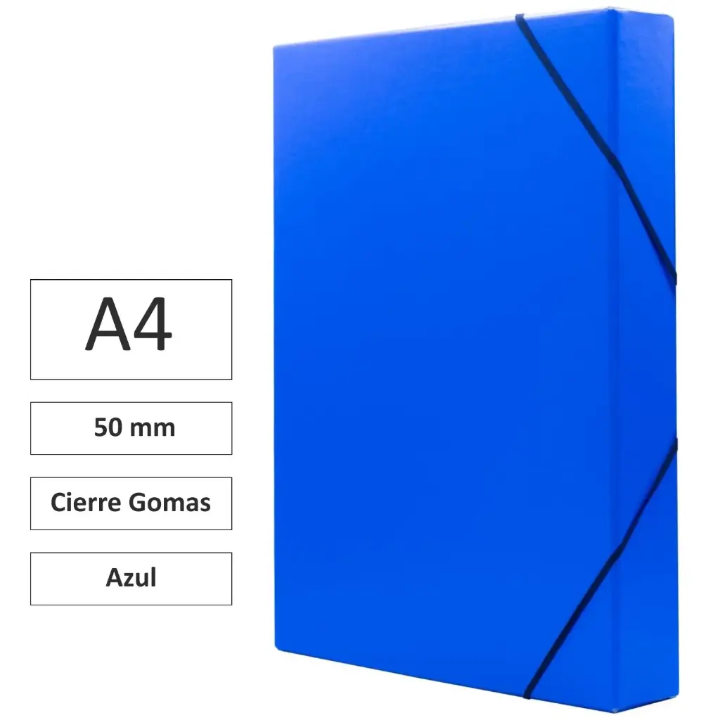 CARPETA PROYECTO RAYLU PAPER A4 LOMO 50 MM AZUL CIERRE CON GOMAS 