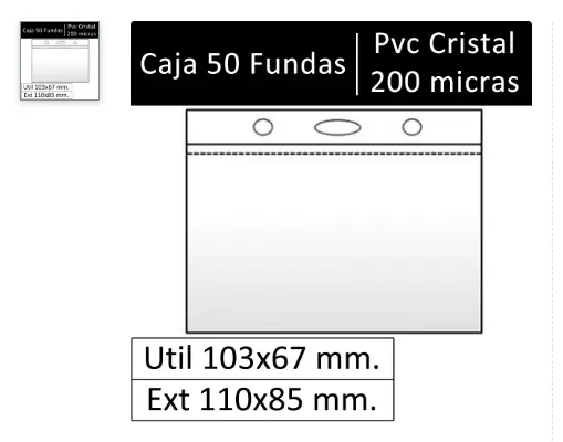 FUNDA PORTACARNET PP RÍGIDO HORIZONTAL 68X105MM PACK 50UDS
