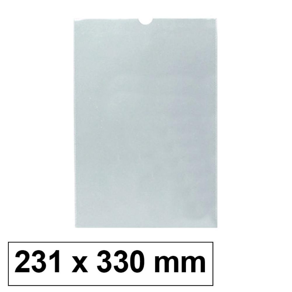 FUNDA PORTADOCUMENTOS PVC FOLIO 150 MICRAS 325 X 230 MM CON APERTURA SUPERIOR