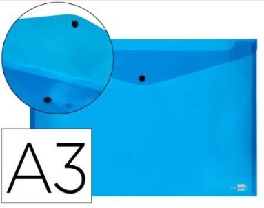 SOBRE PORTADOCUMENTOS POLIPROPILENO CON BROCHE A3 AZUL 