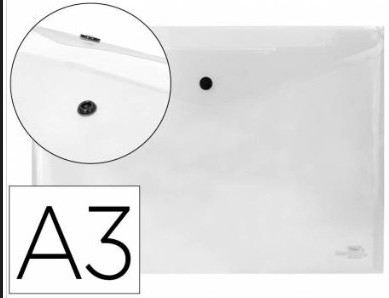 SOBRE PORTADOCUMENTOS POLIPROPILENO CON BROCHE A3 TRANSPARENTE 