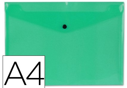 SOBRE PORTADOCUMENTOS POLIPROPILENO CON BROCHE A4 VERDE