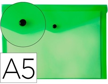 SOBRE PORTADOCUMENTOS POLIPROPILENO CON BROCHE A5 VERDE