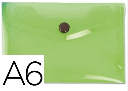 SOBRE PORTADOCUMENTOS POLIPROPILENO CON BROCHE A6 VERDE