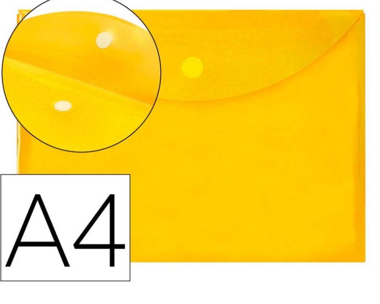 SOBRE PORTADOCUMENTOS POLIPROPILENO CON VELCRO A4 AMARILLO
