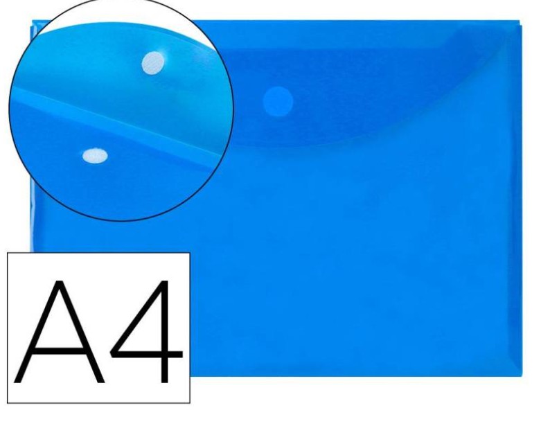 SOBRE PORTADOCUMENTOS POLIPROPILENO CON VELCRO A4 AZUL 