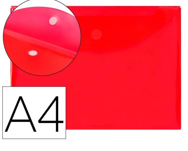 SOBRE PORTADOCUMENTOS POLIPROPILENO CON VELCRO A4 ROJO 