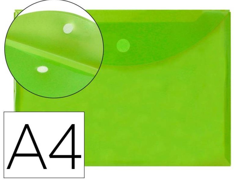 SOBRE PORTADOCUMENTOS POLIPROPILENO CON VELCRO A4 VERDE 
