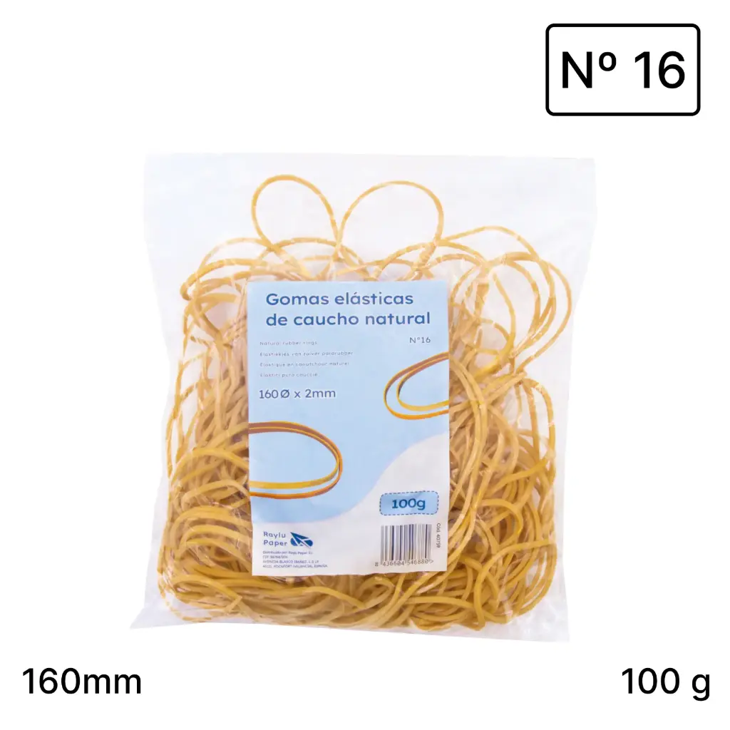 ANILLOS DE CAUCHO Nº16 RAYLU– BOLSA 100 GRAMOS