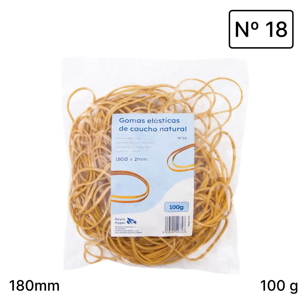 ANILLOS DE CAUCHO Nº18 RAYLU– BOLSA 100 GRAMOS