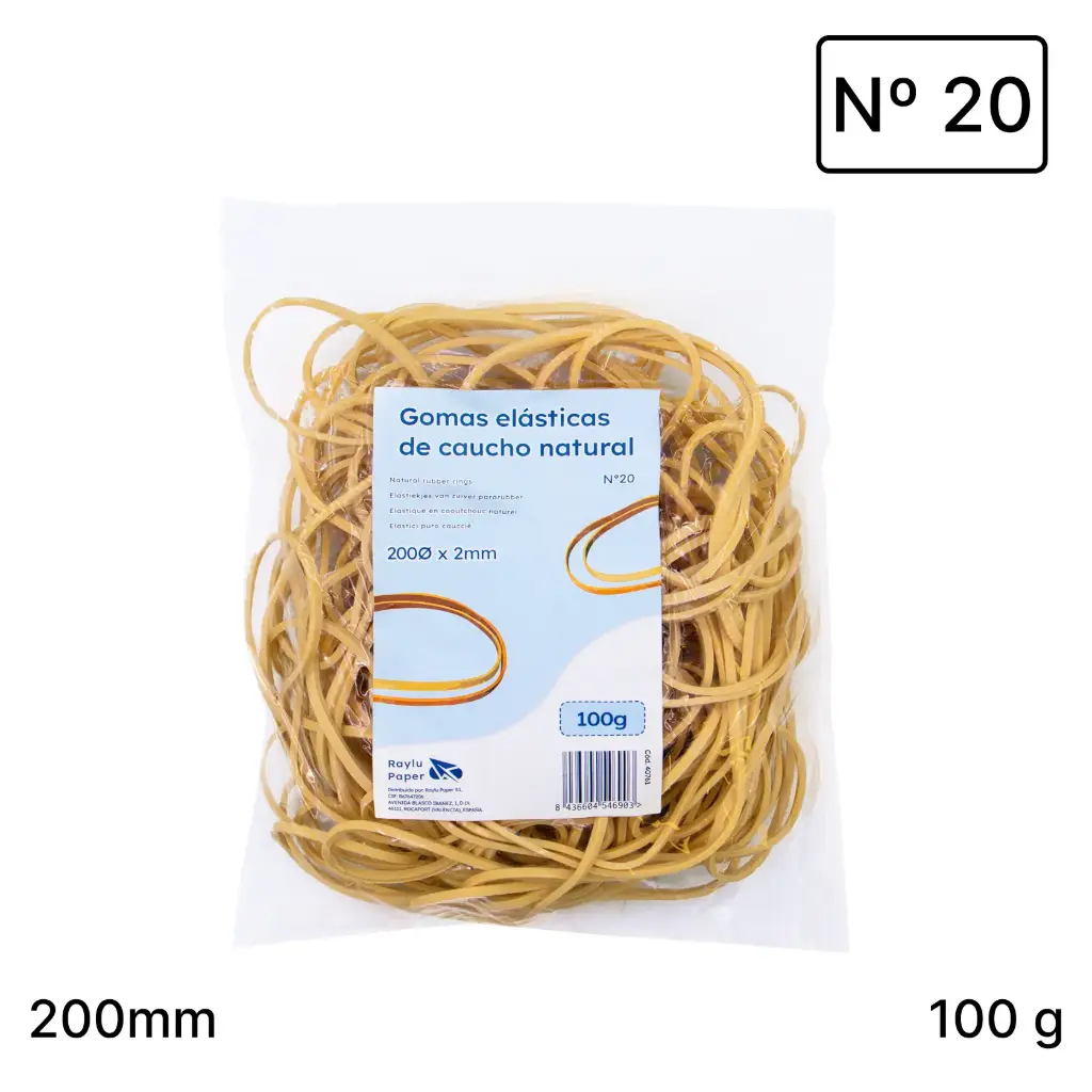 ANILLOS DE CAUCHO Nº20 RAYLU– BOLSA 100 GRAMOS