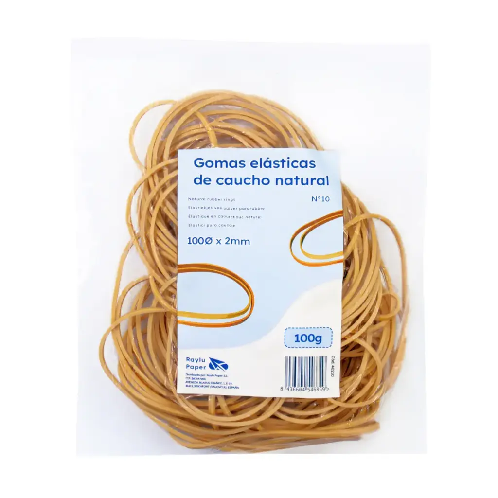 BANDAS ELASTICAS CAUCHO RAYLU Nº10 100X10MM BOLSA 100 GRAMOS