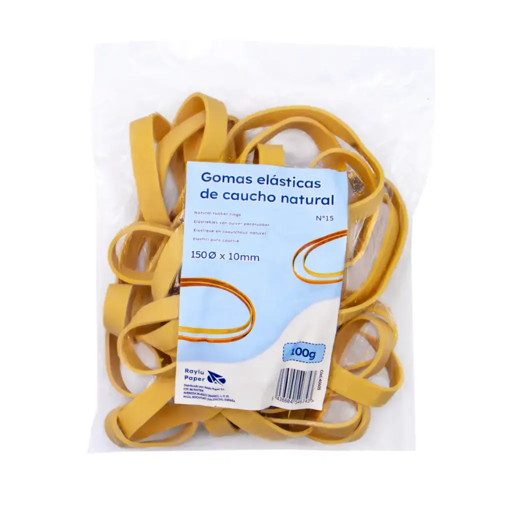 BANDAS ELASTICAS CAUCHO RAYLU  Nº15 150X10MM BOLSA 100 GRAMOS