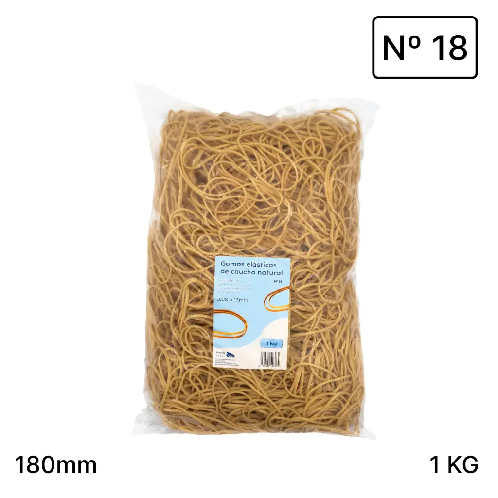 BANDAS ELASTICAS CAUCHO RAYLU  Nº18 180X10MM BOLSA 1 KILO