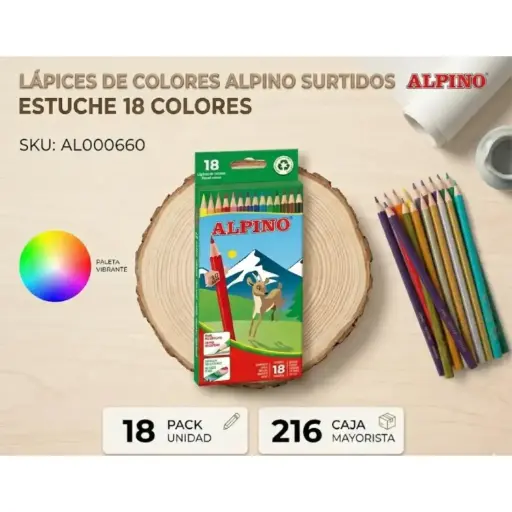 [630041] LÁPICES DE COLORES ALPINO ESTUCHE 18 COLORES