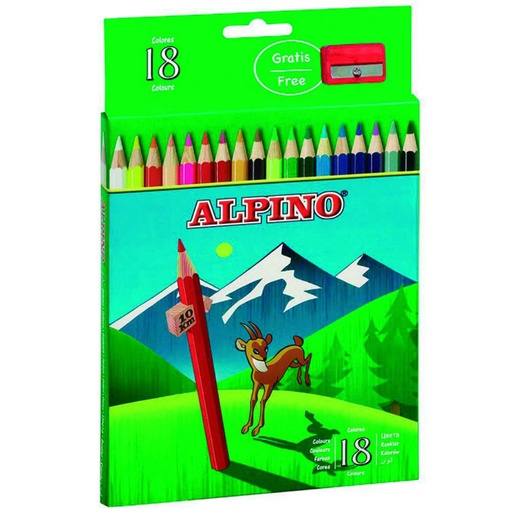 [630041] LÁPICES DE COLORES ALPINO SURTIDOS – ESTUCHE 18 COLORES