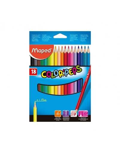 [825024] LÁPICES DE COLORES MAPED TRIANGULARES – CAJA 18 COLORES