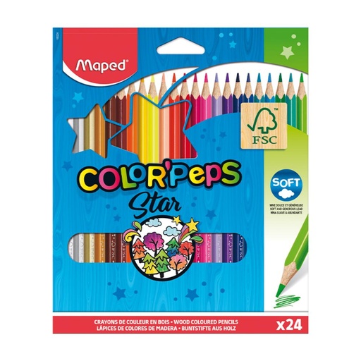 [649269] LÁPICES DE COLORES MAPED TRIANGULARES – CAJA 24 COLORES