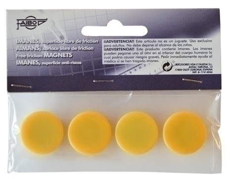[700230] IMANES MULTIUSO REDONDOS 20MM AMARILLO FAIBO BLÍSTER 4 UD