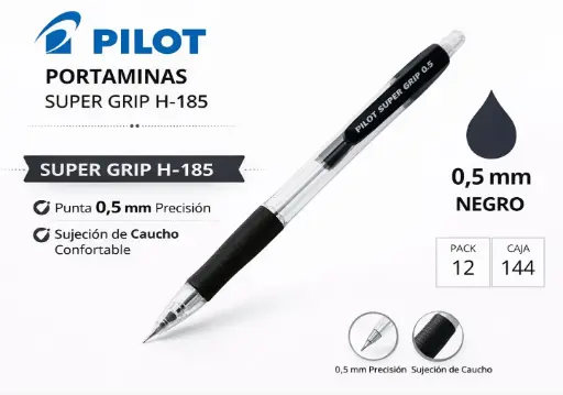 [080081] PORTAMINAS PILOT SUPER GRIP NEGRO 0,5MM