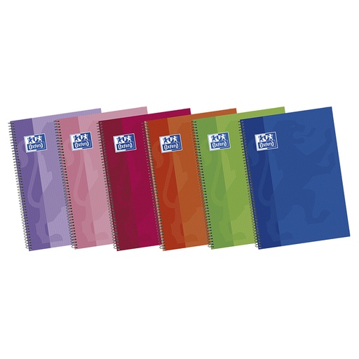 [028596] BLOC OXFORD FOLIO ESPIRAL RAYADO MILIMETRADO – 80 HOJAS 90 G/M², TAPA EXTRADURA, PAPEL OPTIK®, 215×310 MM, COLORES SURTIDOS