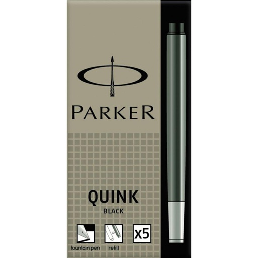 [080388] CARTUCHO PLUMA PARKER NEGRO · PACK 5 UDS · TINTA ESTÁNDAR PARA ESTILOGRÁFICAS