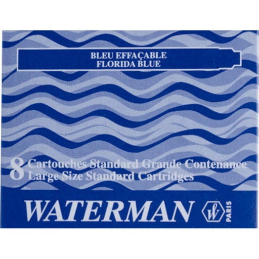 [080385] CARTUCHO PLUMA WATERMAN AZUL FLORIDA · PACK 8 UDS · TINTA PARA ESTILOGRÁFICAS