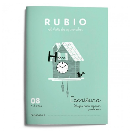 [630324] CUADERNO RUBIO 08 ESCRITURA – DIBUJOS PARA SEGUIR Y COLOREAR (A5, 20 PÁGINAS, +3 AÑOS)