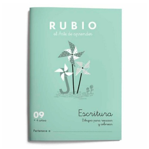 [630325] CUADERNO RUBIO 09 ESCRITURA – DIBUJOS PARA SEGUIR Y COLOREAR (A5, 20 PÁGINAS, +4 AÑOS)