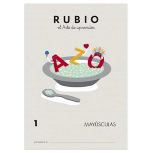 [630648] CUADERNO RUBIO 1 MAYÚSCULAS – CUADERNO DE LETRAS EN MAYÚSCULA (A4, 24 PÁGINAS, COLOR + PEGATINAS)