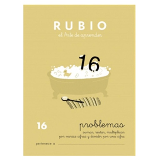 [630312] CUADERNO RUBIO 16 PROBLEMAS – SUMAS, RESTAS, MULTIPLICACIONES (VARIAS CIFRAS) Y DIVISIONES (1 CIFRA) · A5 · 20 PÁGINAS · COLOR