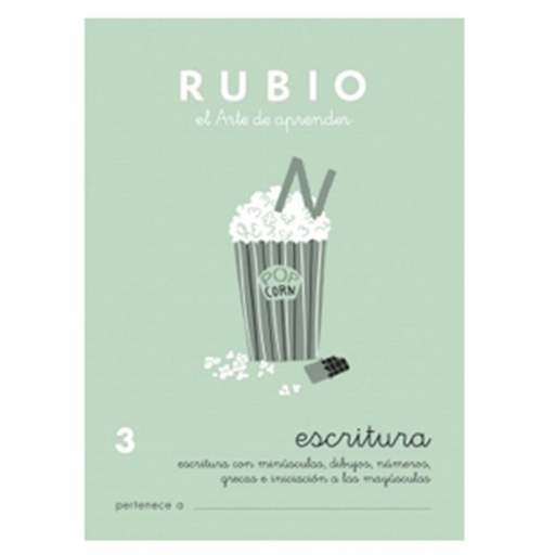 [630329] CUADERNO RUBIO 3 ESCRITURA – MINÚSCULAS, NÚMEROS, GRECAS E INICIACIÓN A MAYÚSCULAS (+6 AÑOS) · A5, 20 PÁGINAS