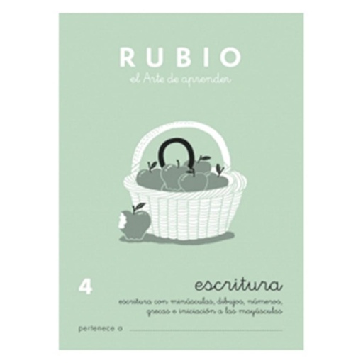 [630330] CUADERNO RUBIO 4 ESCRITURA – MINÚSCULAS, NÚMEROS, GRECAS E INICIACIÓN A MAYÚSCULAS (+6 AÑOS) · A5, 20 PÁGINAS