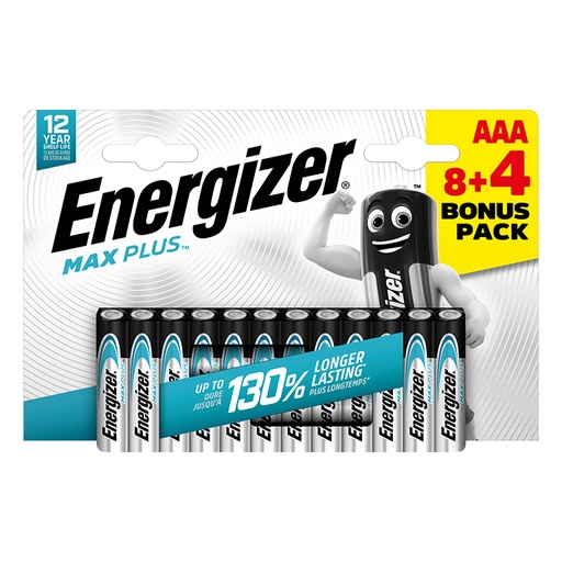 [221452] PILAS ENERGIZER ALCALINAS MAX PLUS AAA – BLÍSTER 12 UNIDADES