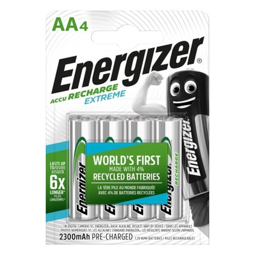 [221477] PILAS RECARGABLES ENERGIZER AA – NI-MH 1.2V 2300mAh – PACK 4 UNIDADES
