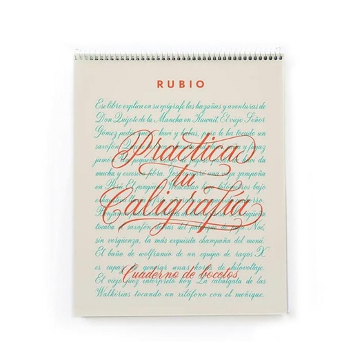 [630950] CUADERNO RUBIO BLOC DE BOCETOS CALIGRAFÍA – 80 PÁGINAS, 20,4 × 26,6 CM, PUNTEADO 4×4 MM + PAUTA 8 MM, 135 g, GUSANILLO