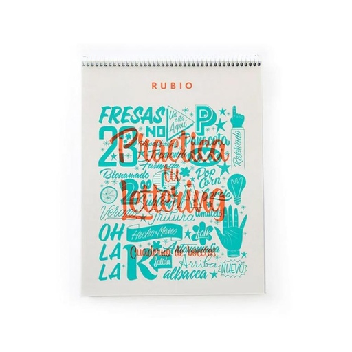 [630949] CUADERNO RUBIO BLOC DE BOCETOS LETTERING – 80 PÁGINAS, 20,4 × 26,6 CM, PUNTEADO 4×4 MM, PAPEL 135 G, GUSANILLO