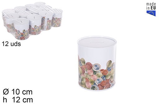 [650370] COINS METAL PIGGY BANK 10X12 CM HUCHA EURO
