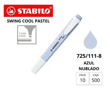 [081512] MARCADOR FLUORESCENTE STABILO FINO SWING COOL PASTEL AZUL NUBLADO
