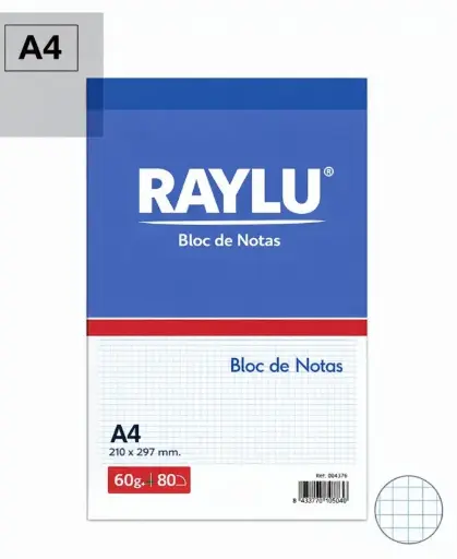[001116] BLOC NOTAS MICROPERFORADO A4 60 GAMOS 80 HOJAS CUADRO 4MM