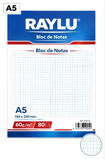 [001112] BLOC NOTAS MICROPERFORADO A5 60 GAMOS 80 HOJAS CUADRO 4MM