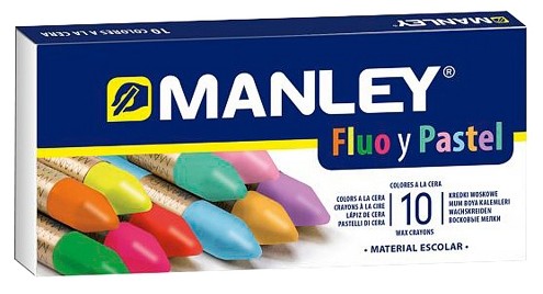 [703126] CERAS MANLEY ESTUCHE 10 COLORES FLUOR Y PASTEL